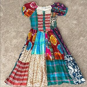 Vintage Florentia Colorful Patchwork Maxi Dress